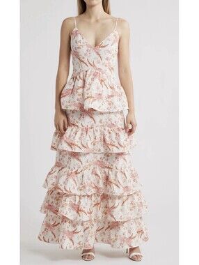 New Sonya Moda Amara Tiered Maxi Dress Size L $328